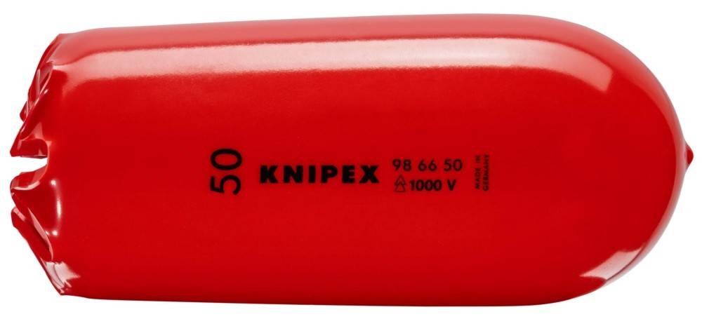 Roter Knipex-Werkzeuggriff mit Markierungen: 98 66 50, 1000 V, Made in Germany