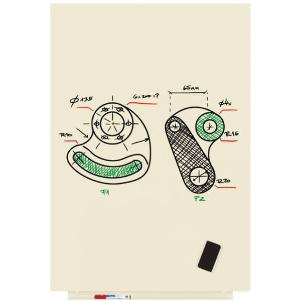 Skinwhiteboard-Modul lackiert 75x115cm RAL 1013 perlweiß