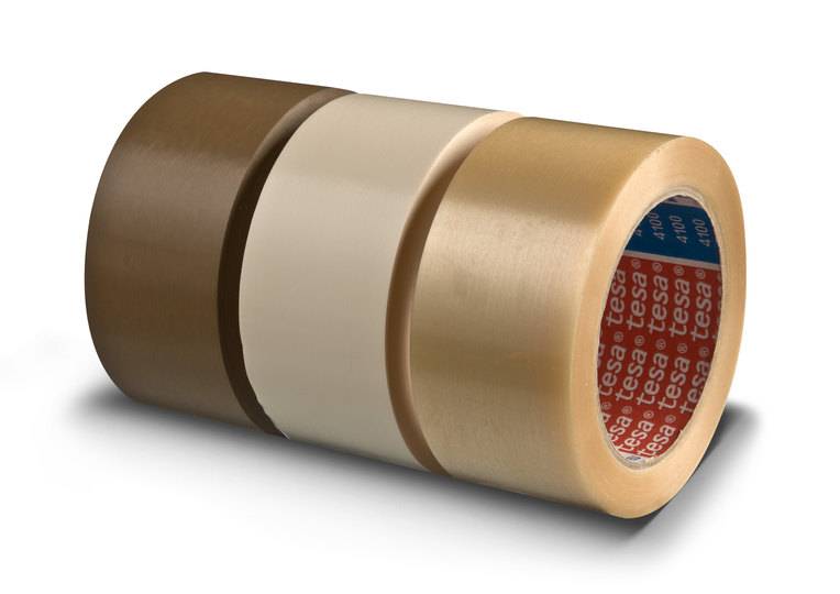 Tesa Verpackungsklebeband 4100 PVC, 66m x 75mm, chamois, EAN 4005800101236