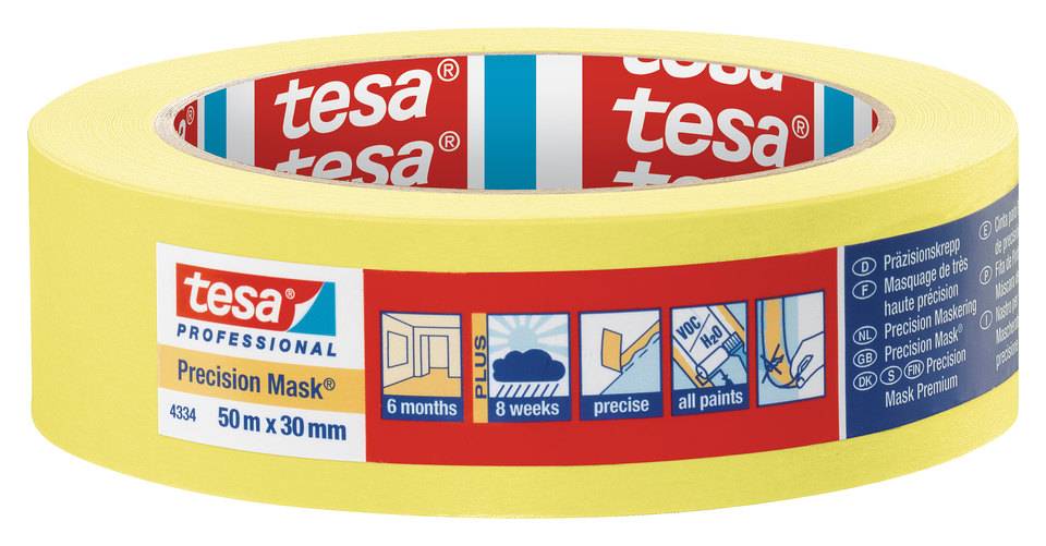tesa Präzisionskrepp 4334, 50m x 50mm, gelb