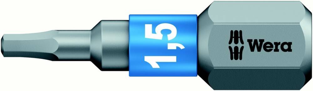 Ein 1,5 mm Schraubendreherbit mit blauem Band, beschriftet mit „1,5