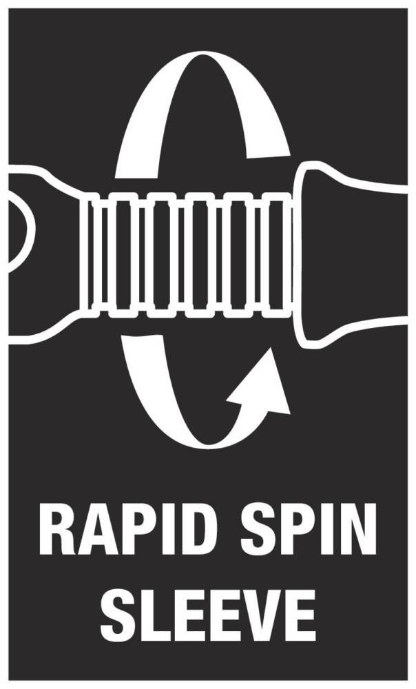 Ein Symbol, das einen Gegenstand mit Pfeilen zeigt, die eine schnelle Rotationsbewegung andeuten, mit der Beschriftung „RAPID SPIN
