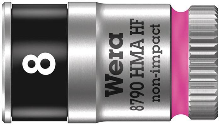 Silberne Wera 8790 HMA HF Steckschlüssel ohne Schlagbelastung mit schwarzen Akzenten.