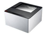 Kleiner silber- und schwarzer Desktop-Drucker oder Druckerbox, shown in a product-style image, viewed from above at an angle.