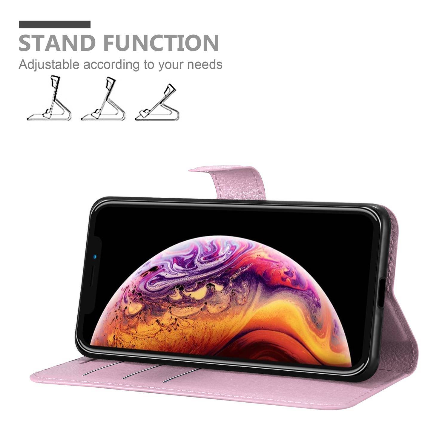 Cadorabo Hülle für Apple iPhone X / XS Schutz Hülle in Rosa Handyhülle Etui Case Cover Magnetverschluss