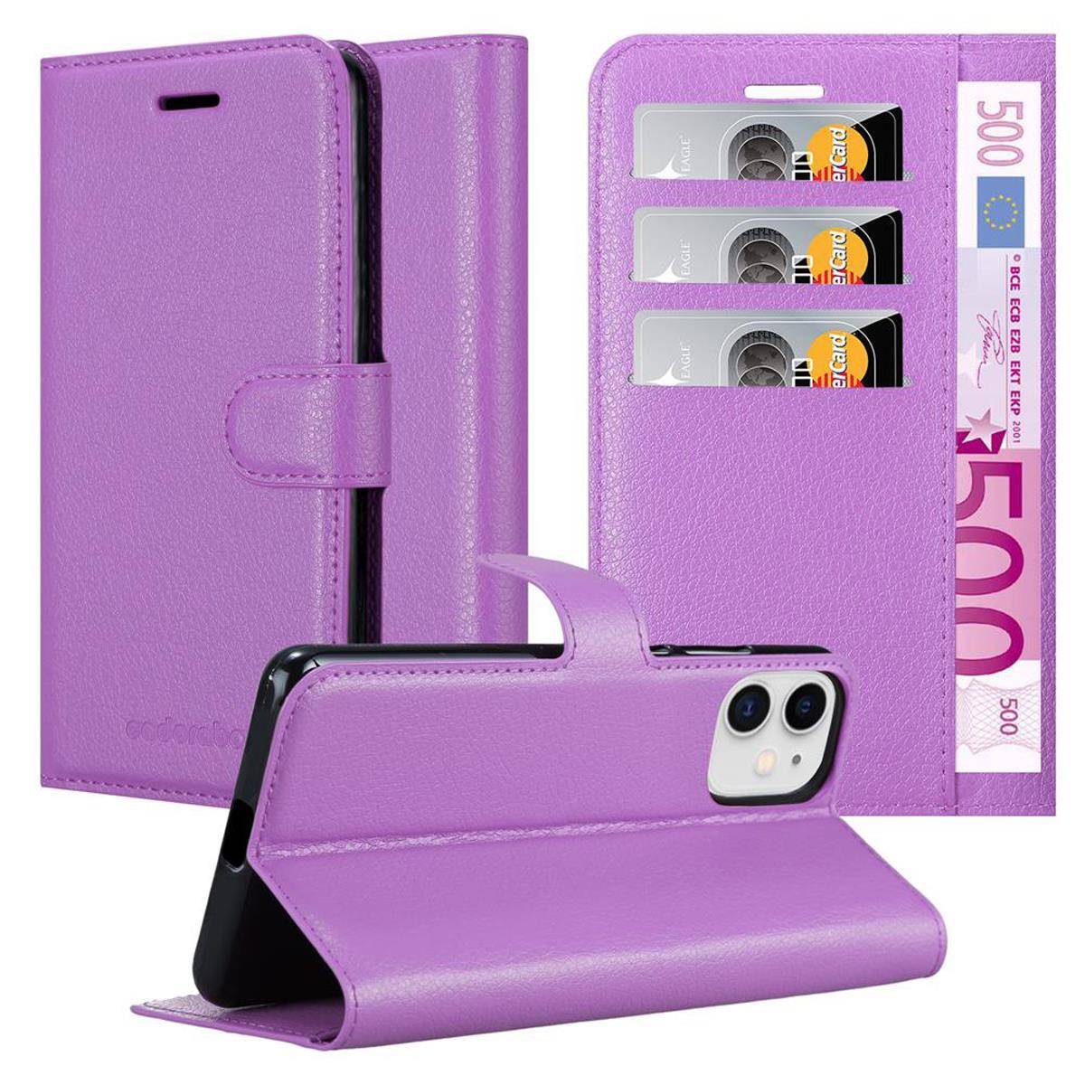 Cadorabo Hülle für Apple iPhone 12 MINI Schutz Hülle in Lila Handyhülle Etui Case Cover Magnetverschluss