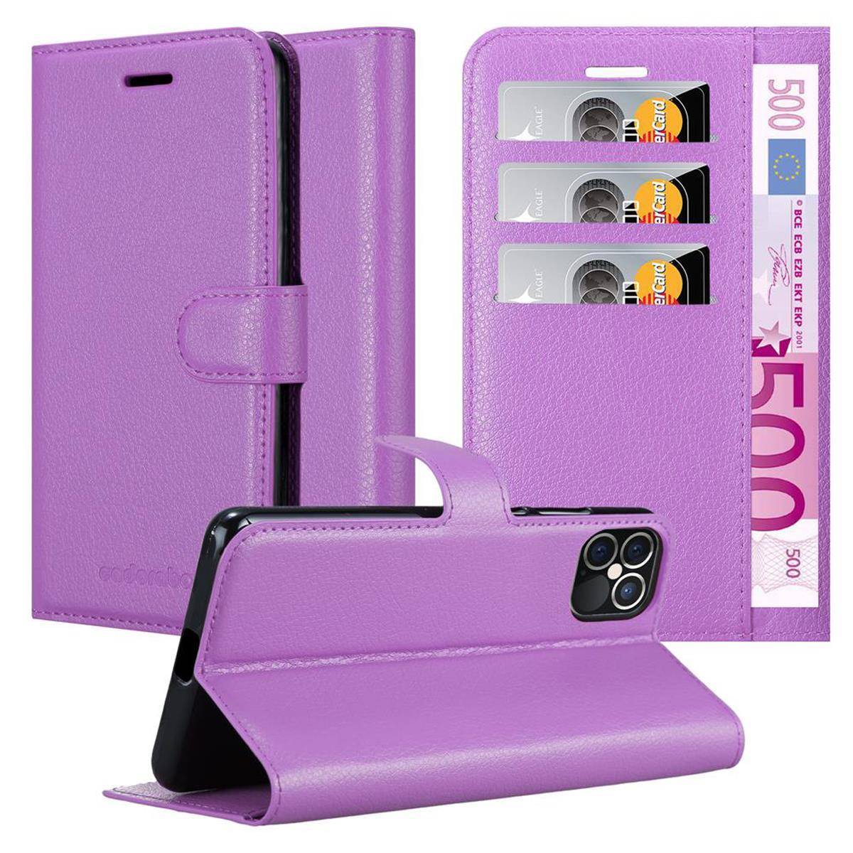 Cadorabo Hülle für Apple iPhone 12 / 12 PRO Schutz Hülle in Lila Handyhülle Etui Case Cover Magnetverschluss