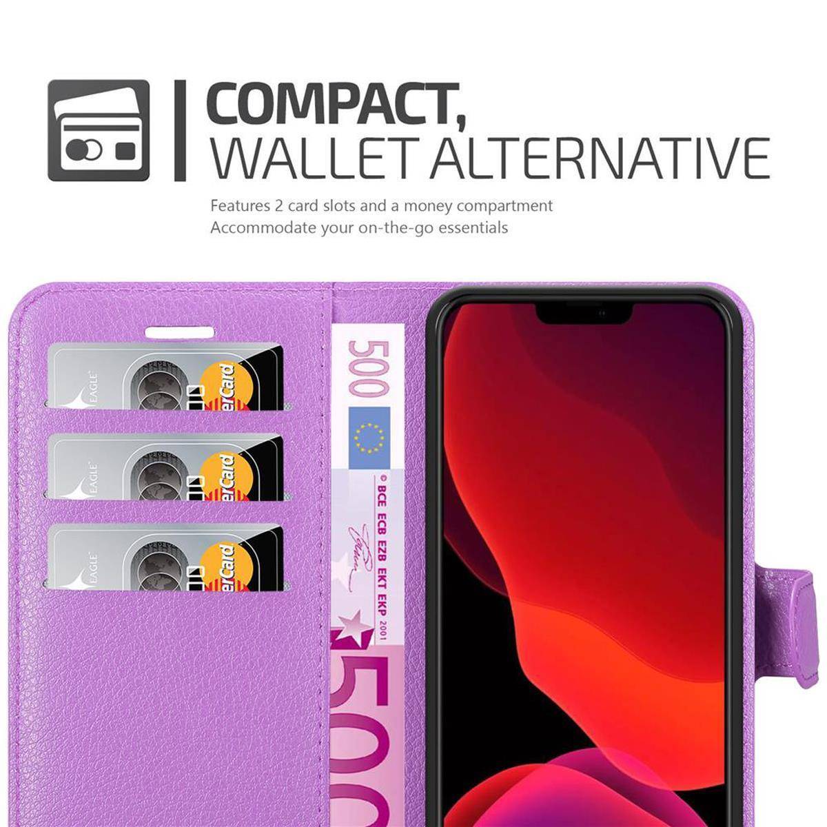 Cadorabo Hülle für Apple iPhone 12 / 12 PRO Schutz Hülle in Lila Handyhülle Etui Case Cover Magnetverschluss