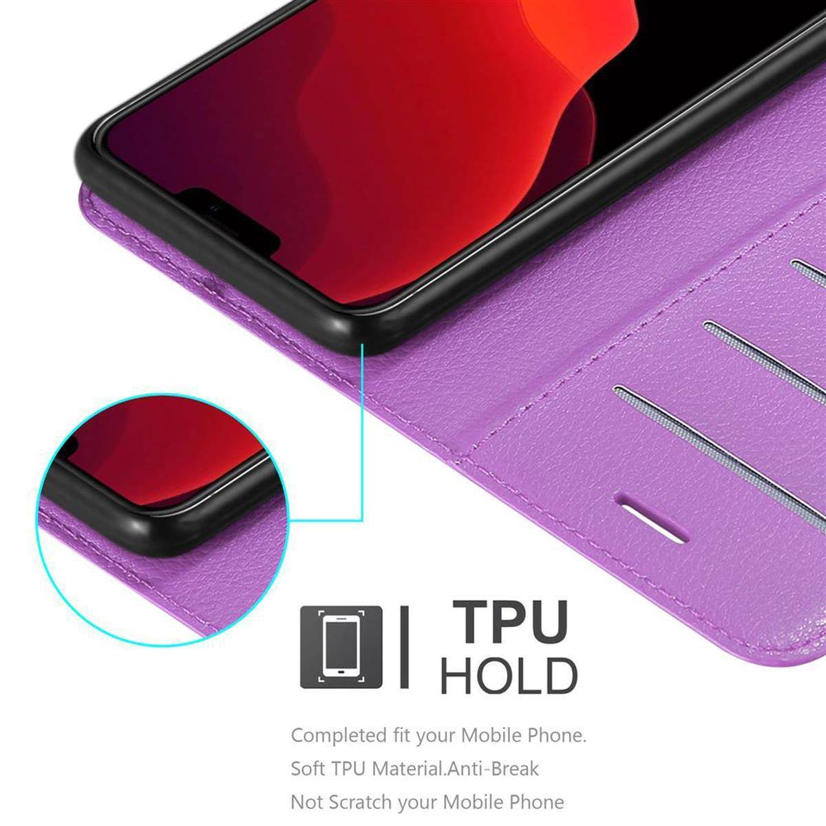 Cadorabo Hülle für Apple iPhone 12 / 12 PRO Schutz Hülle in Lila Handyhülle Etui Case Cover Magnetverschluss