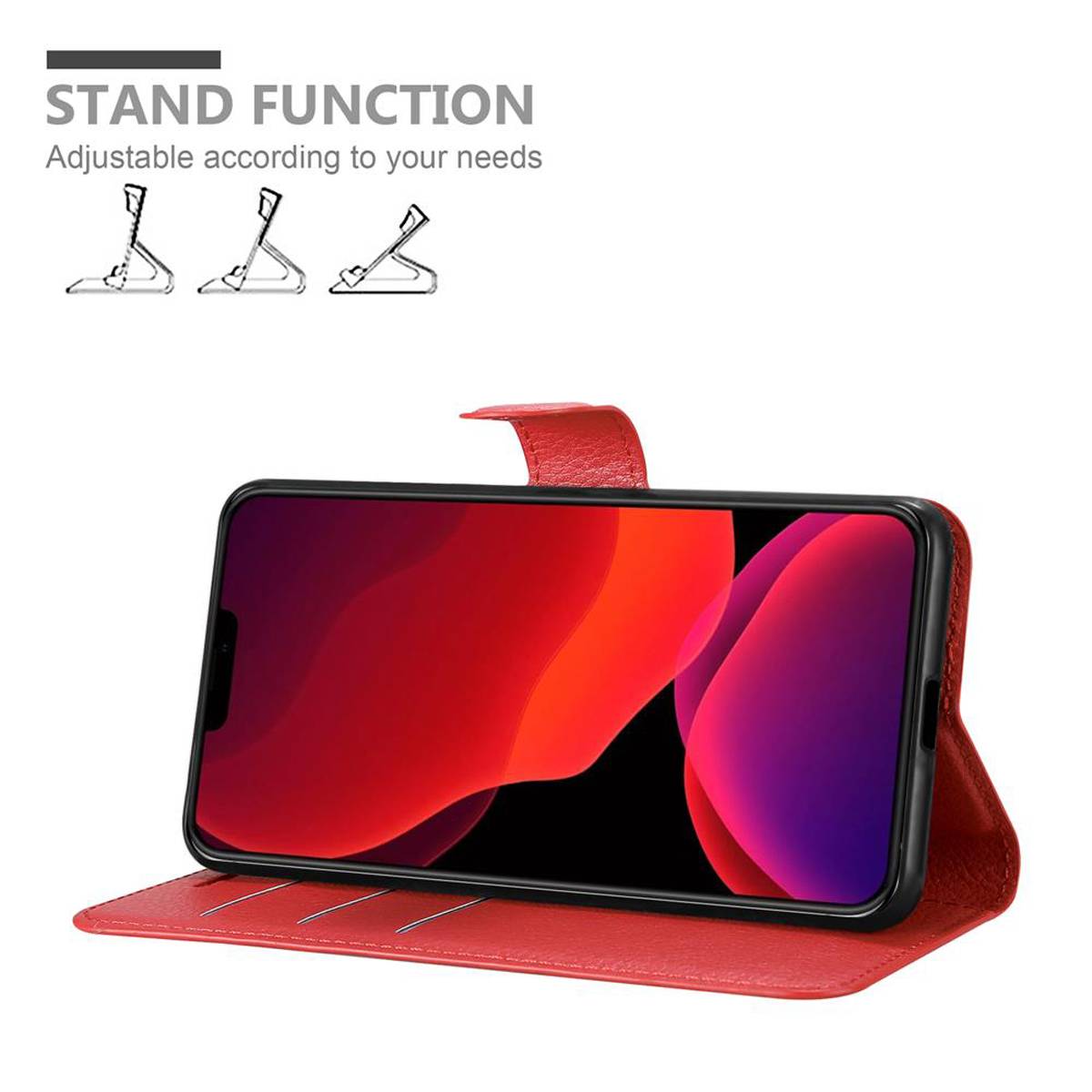 Cadorabo Hülle für Apple iPhone 12 / 12 PRO Schutz Hülle in Rot Handyhülle Etui Case Cover Magnetverschluss