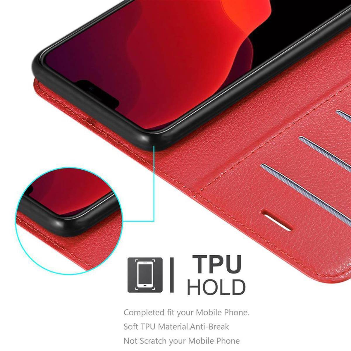 Cadorabo Hülle für Apple iPhone 12 / 12 PRO Schutz Hülle in Rot Handyhülle Etui Case Cover Magnetverschluss