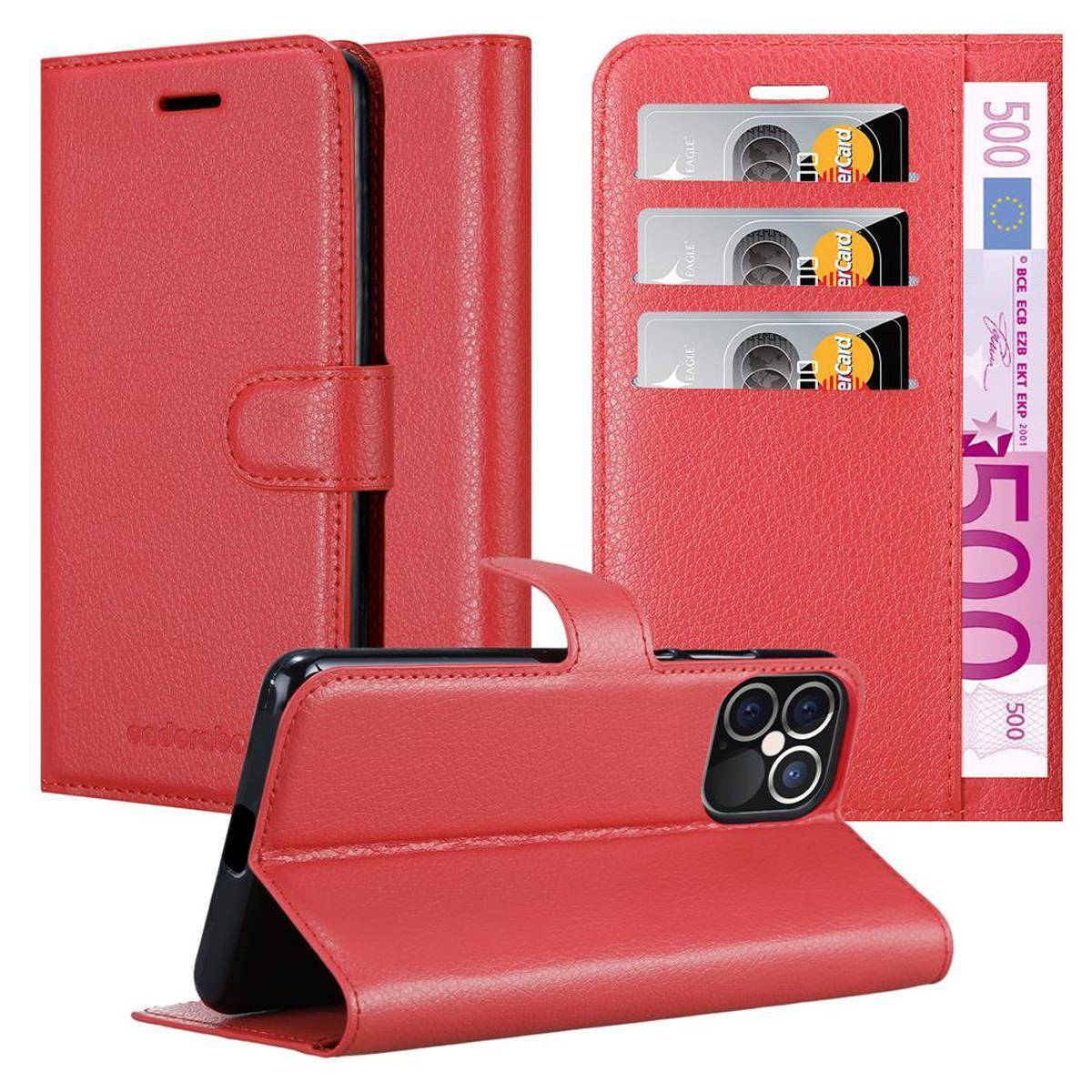 Cadorabo Hülle für Apple iPhone 12 PRO MAX Schutz Hülle in Rot Handyhülle Etui Case Cover Magnetverschluss