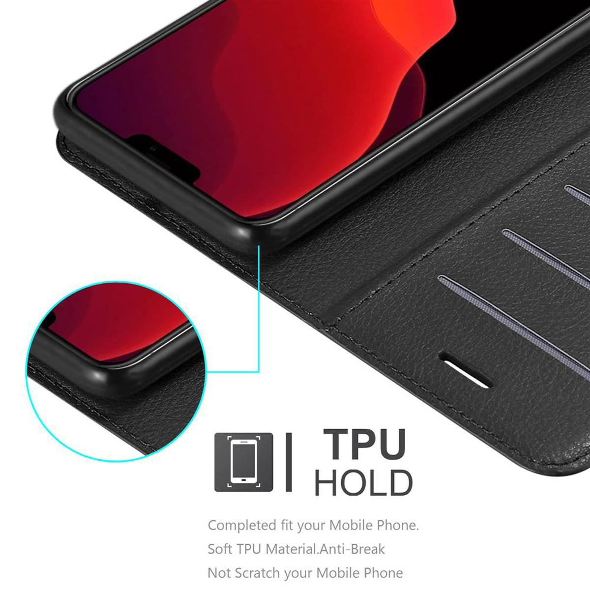 Cadorabo Hülle für Apple iPhone 12 PRO MAX Schutz Hülle in Schwarz Handyhülle Etui Case Cover Magnetverschluss