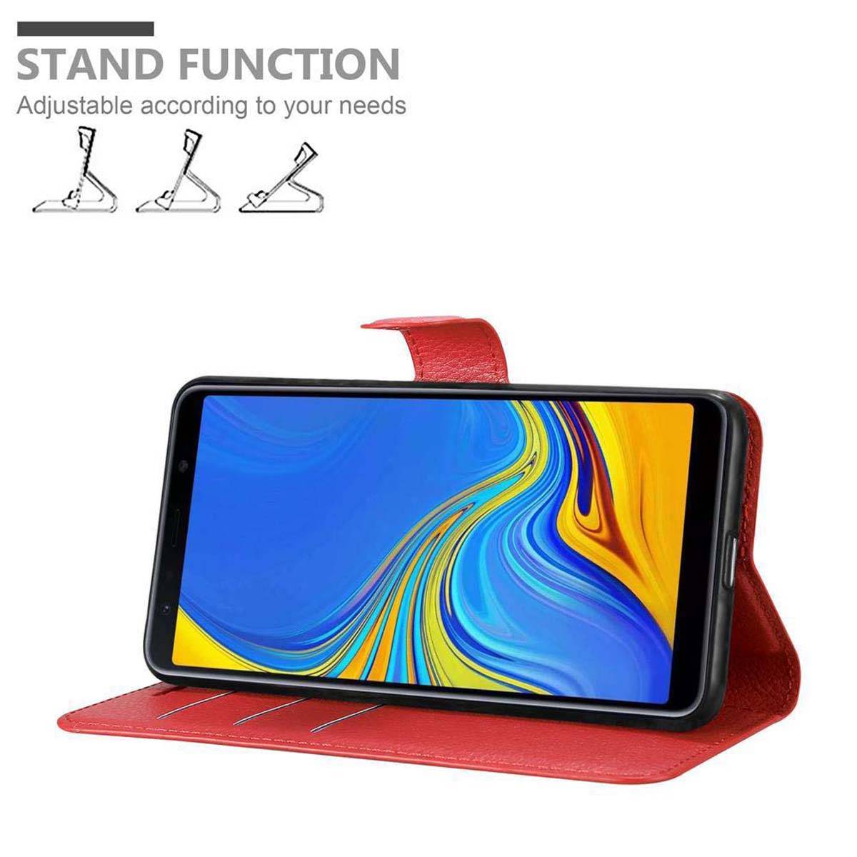 Cadorabo Hülle für Samsung Galaxy A7 2018 Schutz Hülle in Rot Handyhülle Etui Case Cover Magnetverschluss