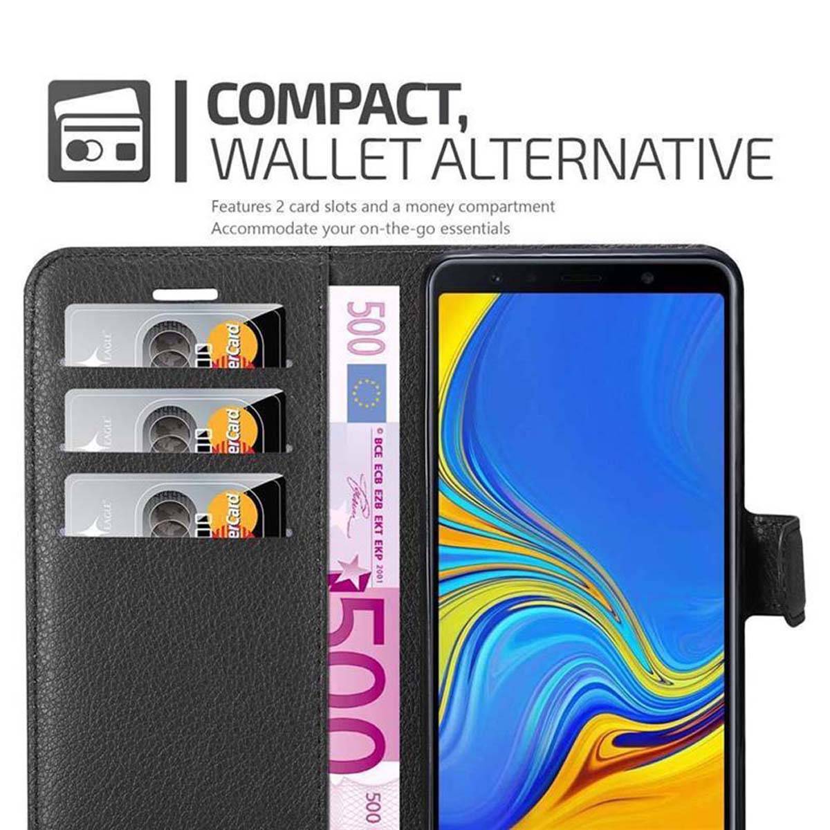 Cadorabo Hülle für Samsung Galaxy A7 2018 Schutz Hülle in Schwarz Handyhülle Etui Case Cover Magnetverschluss