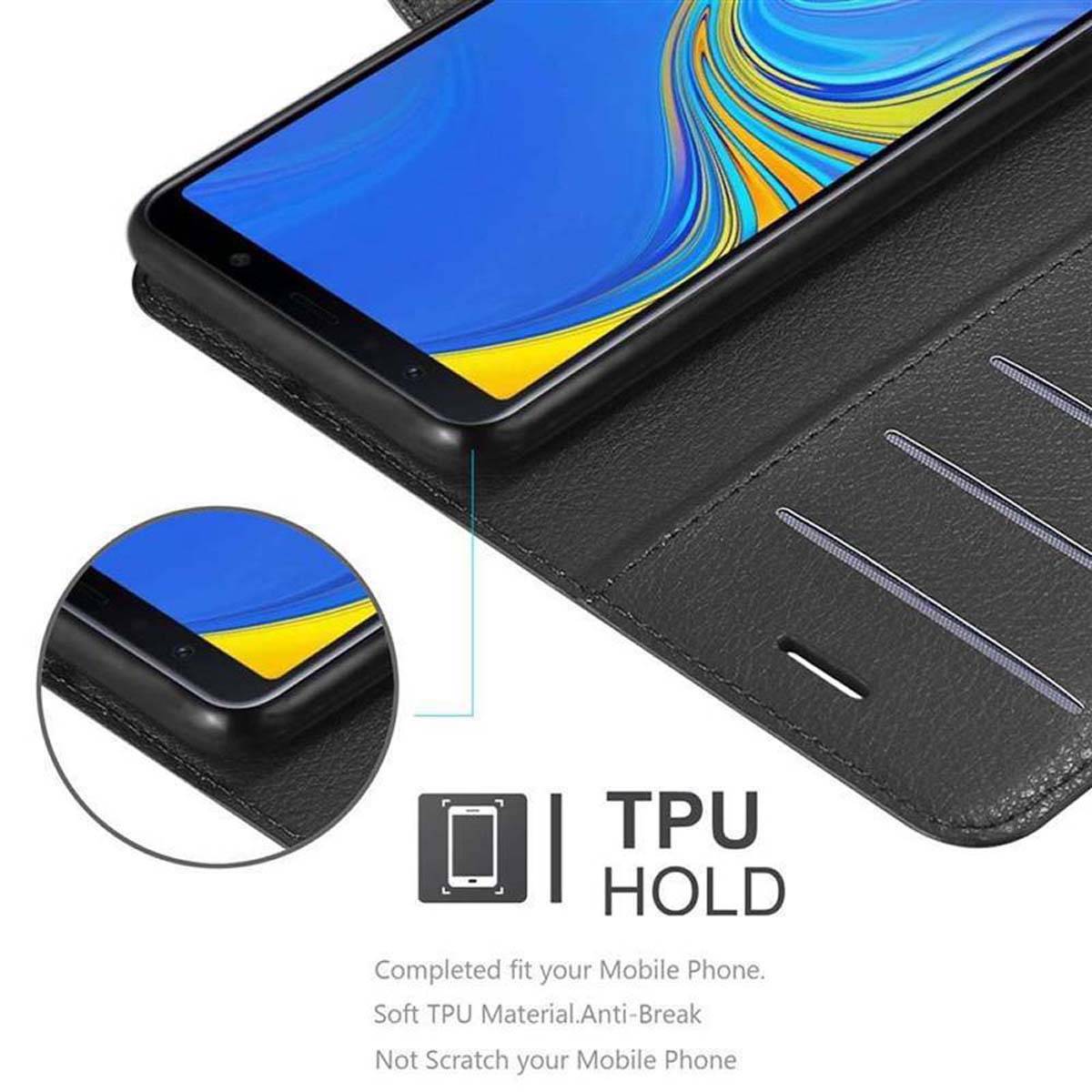 Cadorabo Hülle für Samsung Galaxy A7 2018 Schutz Hülle in Schwarz Handyhülle Etui Case Cover Magnetverschluss