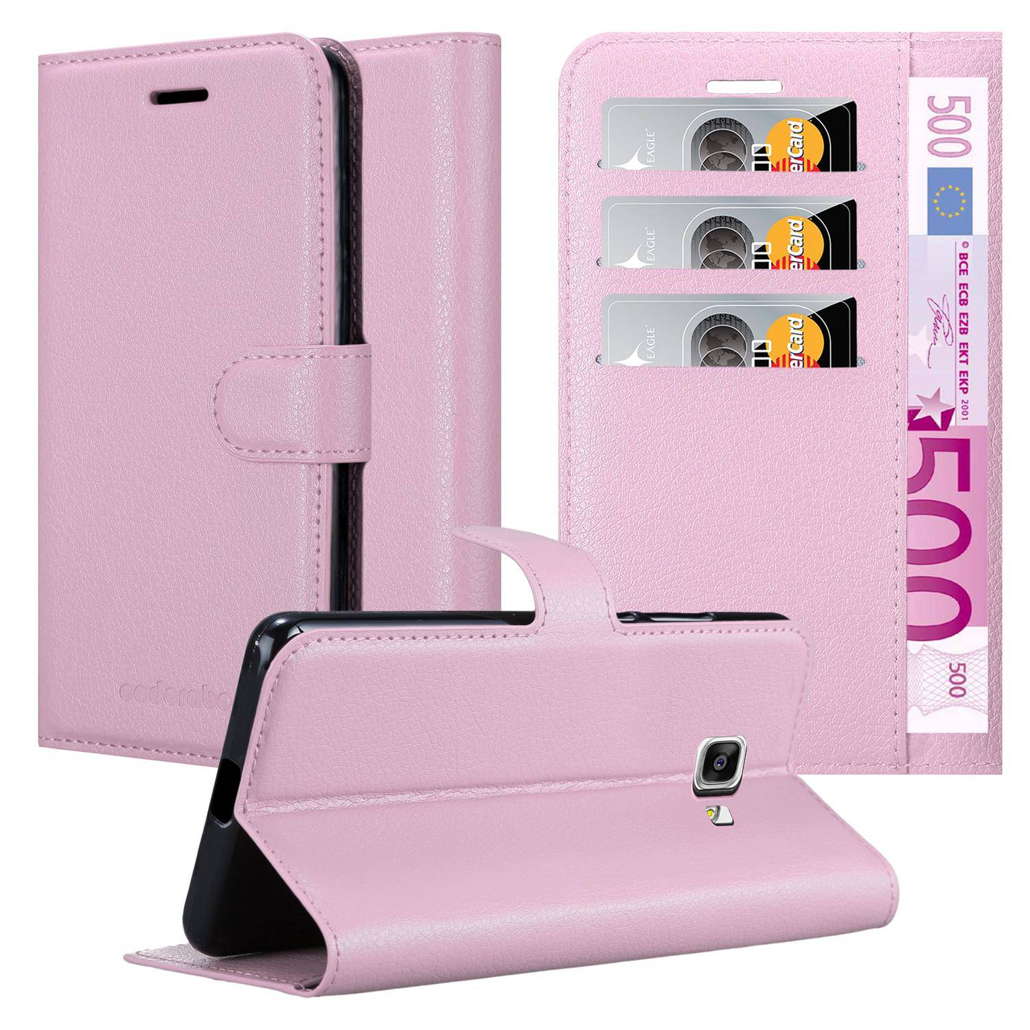 Cadorabo Hülle für Samsung Galaxy A9 2016 Schutz Hülle in Rosa Handyhülle Etui Case Cover Magnetverschluss