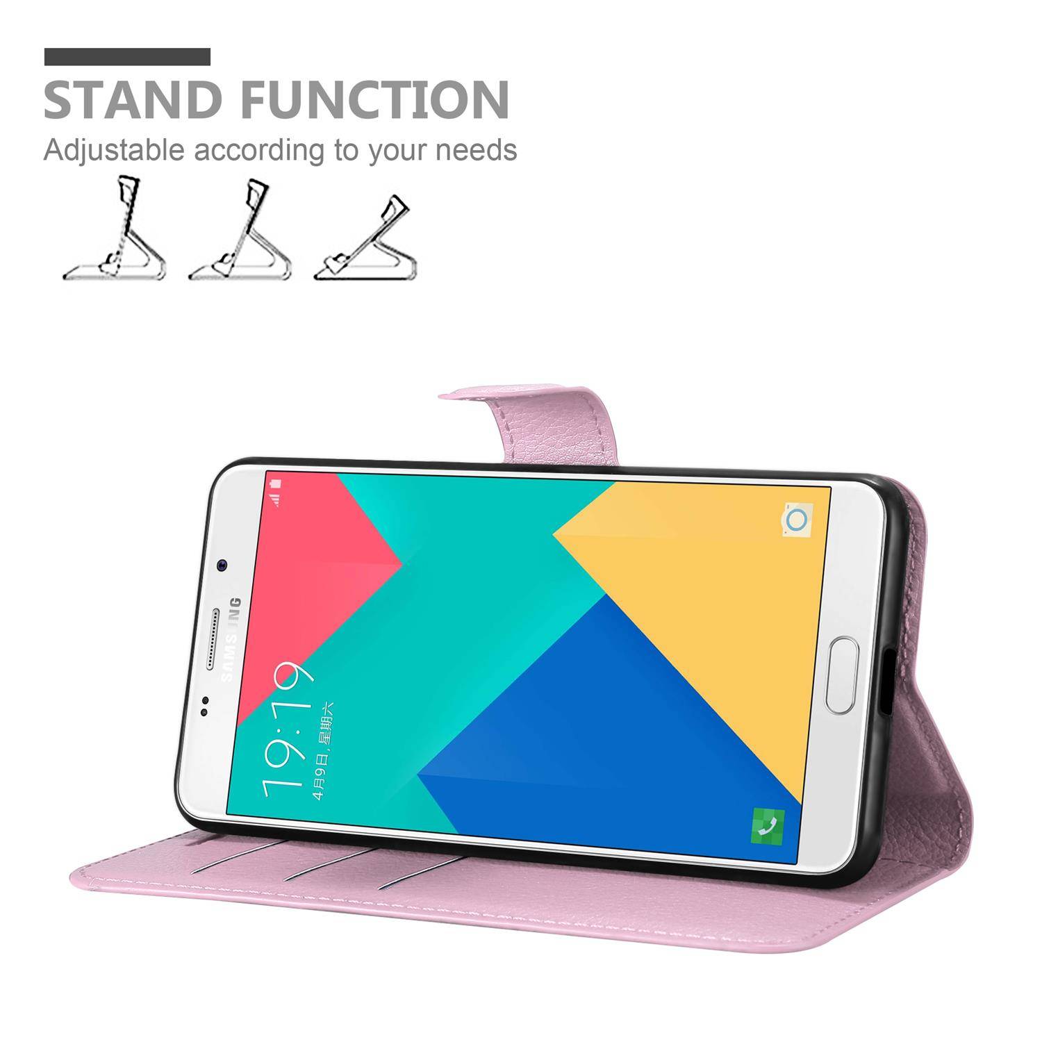 Cadorabo Hülle für Samsung Galaxy A9 2016 Schutz Hülle in Rosa Handyhülle Etui Case Cover Magnetverschluss