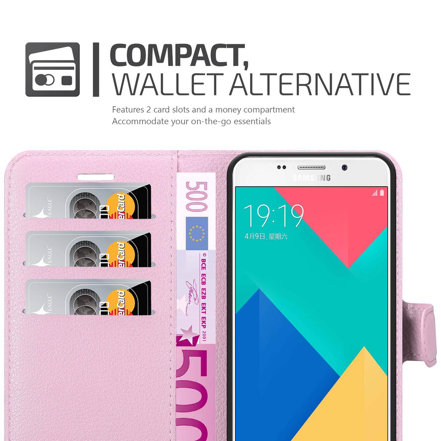 Cadorabo Hülle für Samsung Galaxy A9 2016 Schutz Hülle in Rosa Handyhülle Etui Case Cover Magnetverschluss