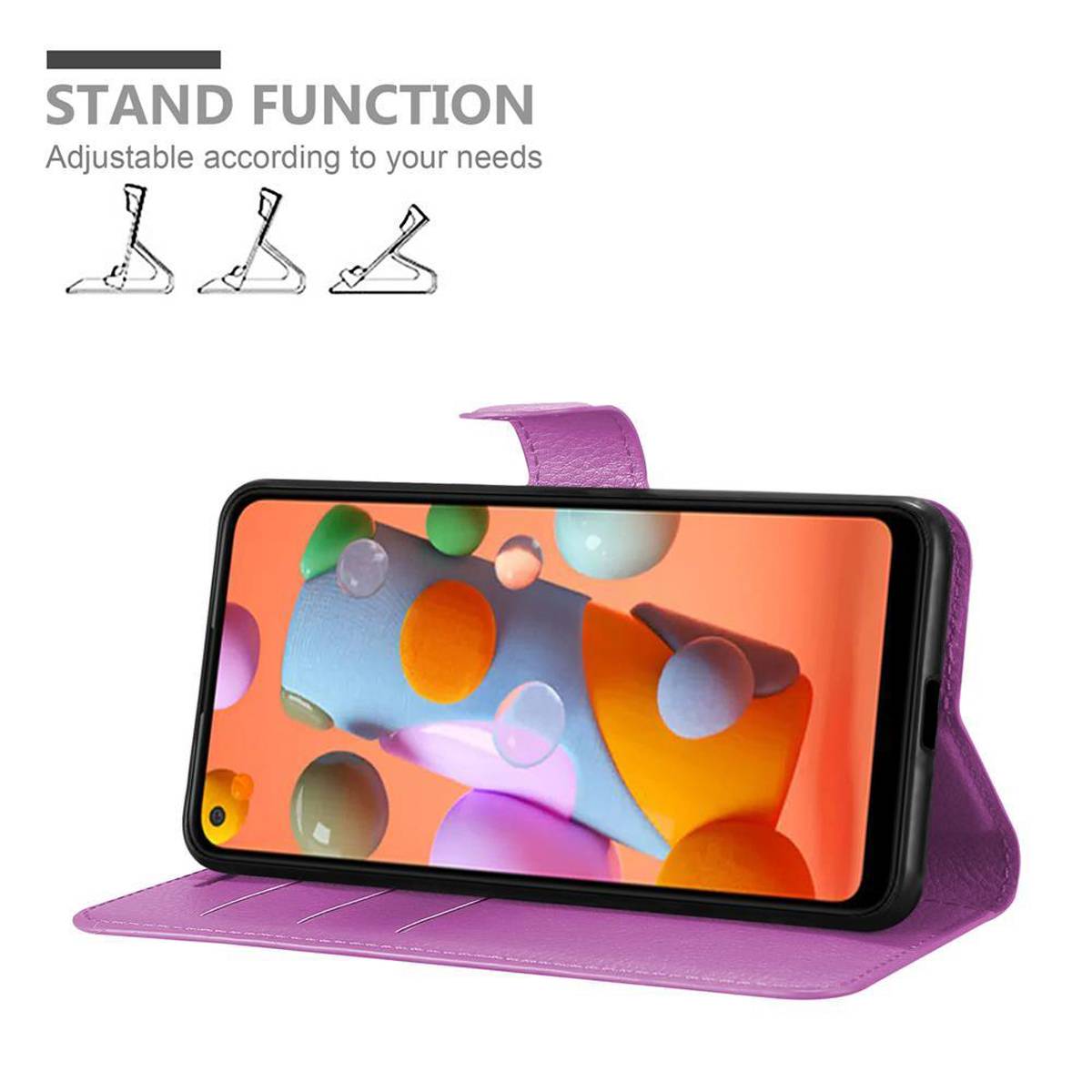Cadorabo Hülle für Samsung Galaxy A11 / M11 Schutz Hülle in Lila Handyhülle Etui Case Cover Magnetverschluss