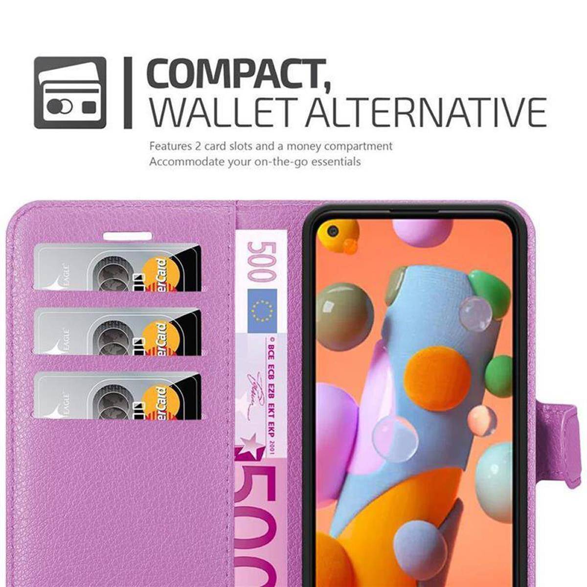 Cadorabo Hülle für Samsung Galaxy A11 / M11 Schutz Hülle in Lila Handyhülle Etui Case Cover Magnetverschluss