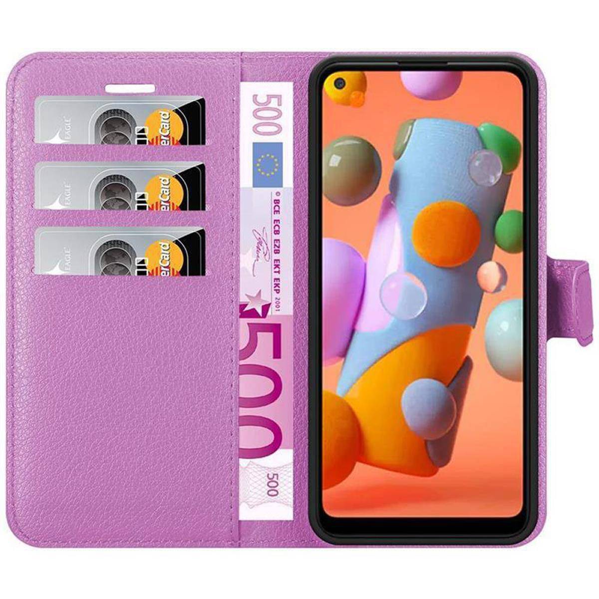 Cadorabo Hülle für Samsung Galaxy A11 / M11 Schutz Hülle in Lila Handyhülle Etui Case Cover Magnetverschluss