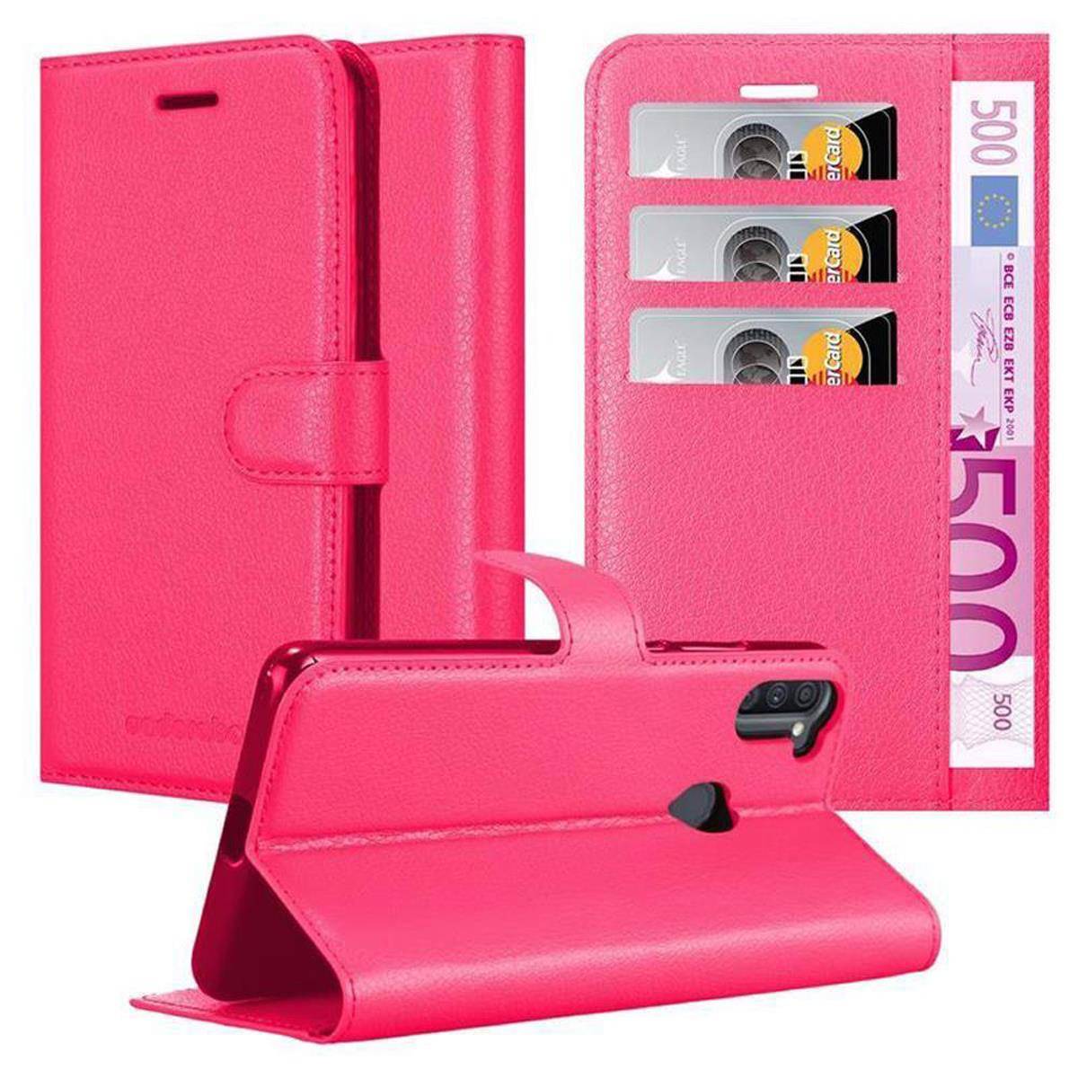 Cadorabo Hülle für Samsung Galaxy A11 / M11 Schutz Hülle in Pink Handyhülle Etui Case Cover Magnetverschluss