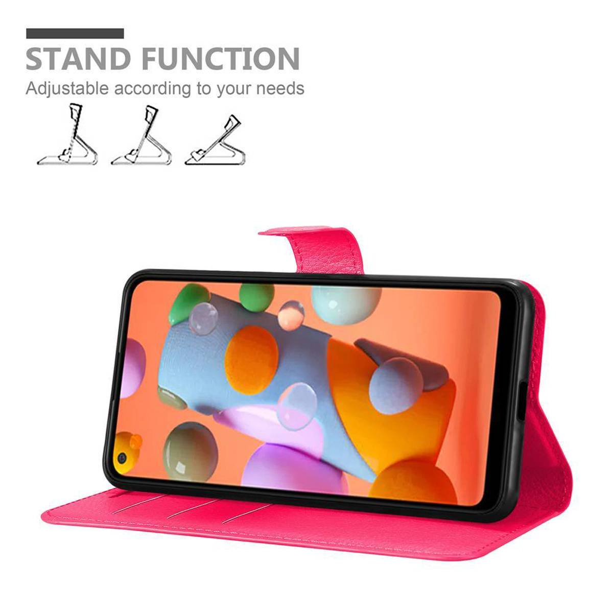 Cadorabo Hülle für Samsung Galaxy A11 / M11 Schutz Hülle in Pink Handyhülle Etui Case Cover Magnetverschluss