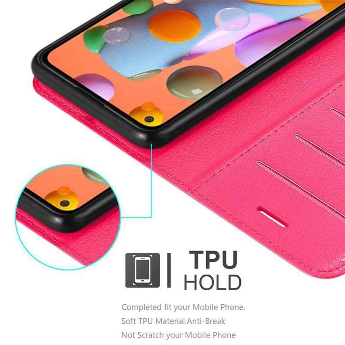 Cadorabo Hülle für Samsung Galaxy A11 / M11 Schutz Hülle in Pink Handyhülle Etui Case Cover Magnetverschluss