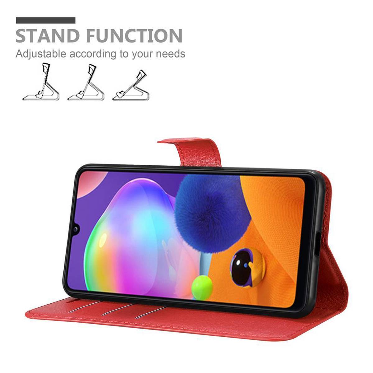 Cadorabo Hülle für Samsung Galaxy A31 Schutz Hülle in Rot Handyhülle Etui Case Cover Magnetverschluss