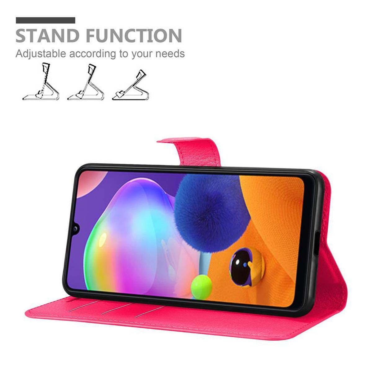 Cadorabo Hülle für Samsung Galaxy A31 Schutz Hülle in Pink Handyhülle Etui Case Cover Magnetverschluss