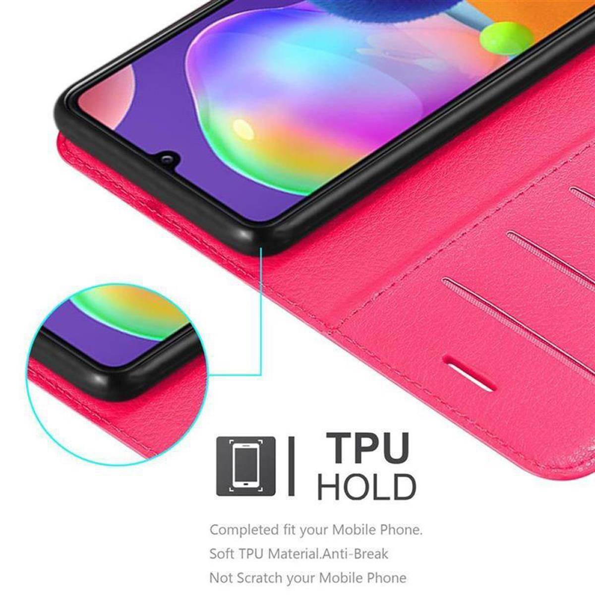 Cadorabo Hülle für Samsung Galaxy A31 Schutz Hülle in Pink Handyhülle Etui Case Cover Magnetverschluss