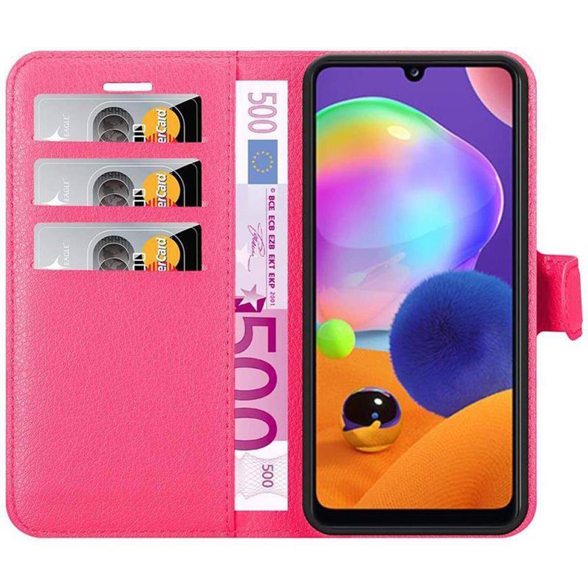 Cadorabo Hülle für Samsung Galaxy A31 Schutz Hülle in Pink Handyhülle Etui Case Cover Magnetverschluss