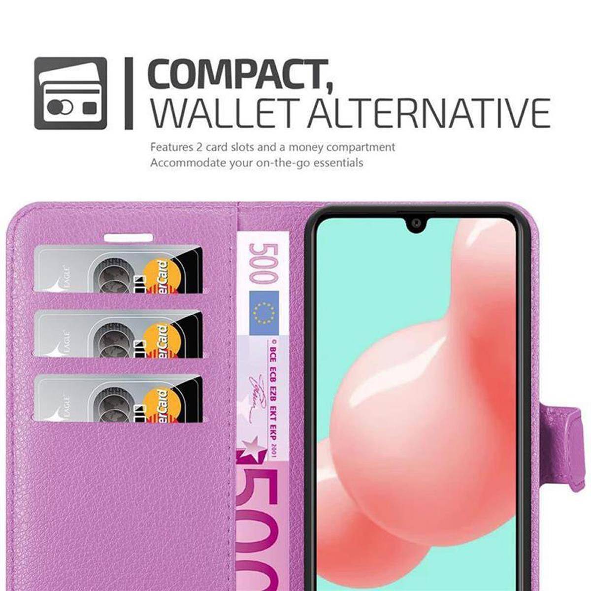 Cadorabo Hülle für Samsung Galaxy A41 Schutz Hülle in Lila Handyhülle Etui Case Cover Magnetverschluss