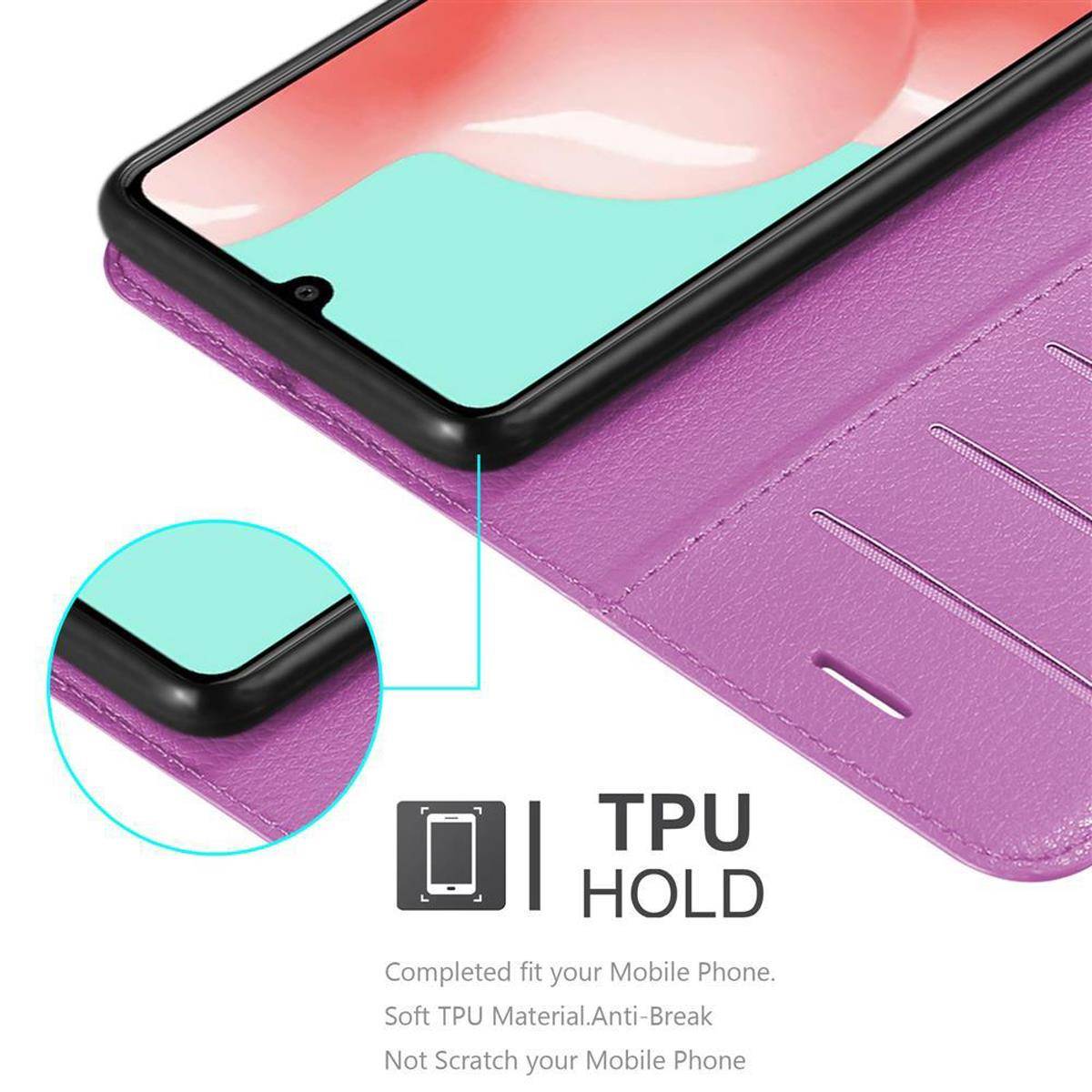 Cadorabo Hülle für Samsung Galaxy A41 Schutz Hülle in Lila Handyhülle Etui Case Cover Magnetverschluss