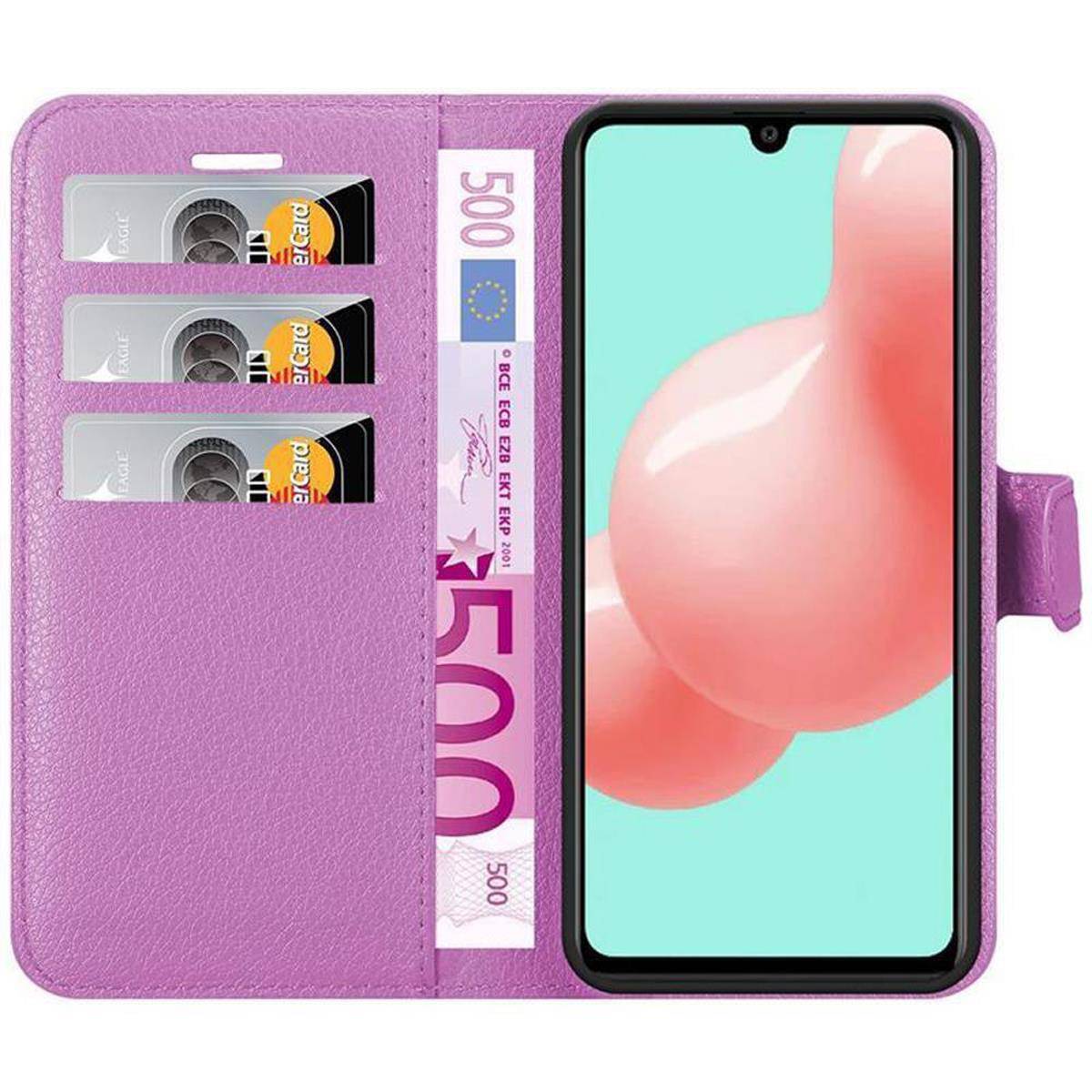 Cadorabo Hülle für Samsung Galaxy A41 Schutz Hülle in Lila Handyhülle Etui Case Cover Magnetverschluss