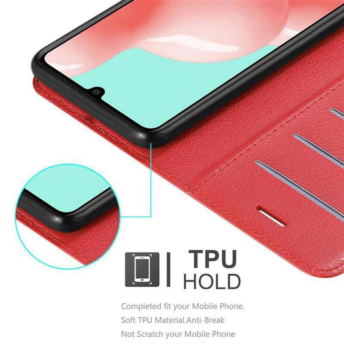 Cadorabo Hülle für Samsung Galaxy A41 Schutz Hülle in Rot Handyhülle Etui Case Cover Magnetverschluss