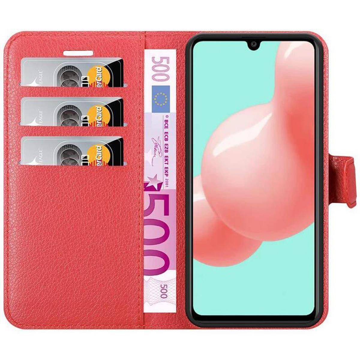 Cadorabo Hülle für Samsung Galaxy A41 Schutz Hülle in Rot Handyhülle Etui Case Cover Magnetverschluss