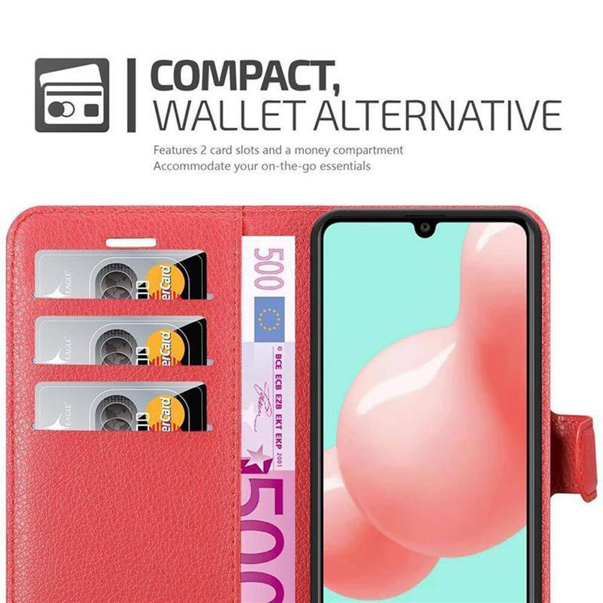 Cadorabo Hülle für Samsung Galaxy A41 Schutz Hülle in Rot Handyhülle Etui Case Cover Magnetverschluss