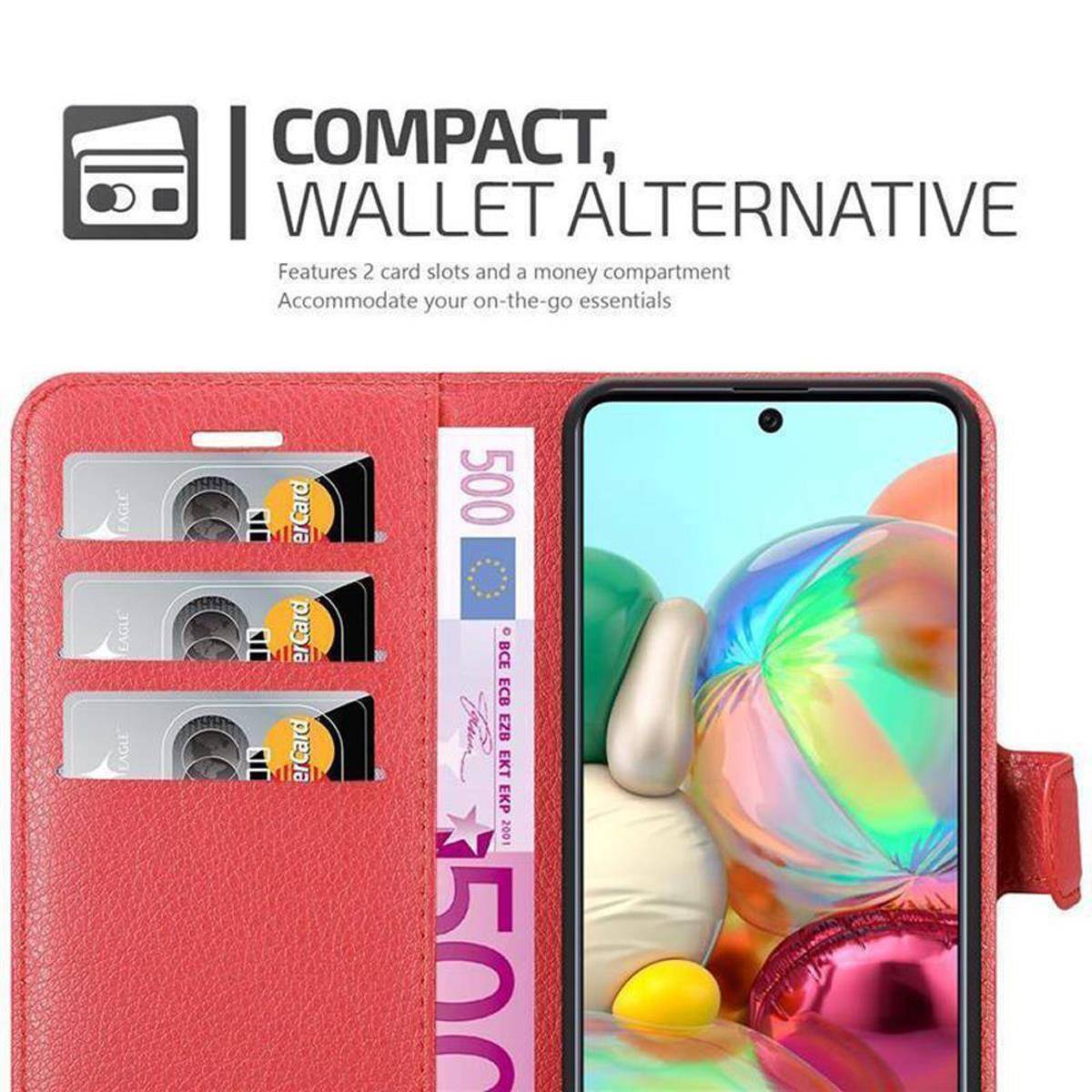 Cadorabo Hülle für Samsung Galaxy A51 4G / M40s Schutz Hülle in Rot Handyhülle Etui Case Cover Magnetverschluss