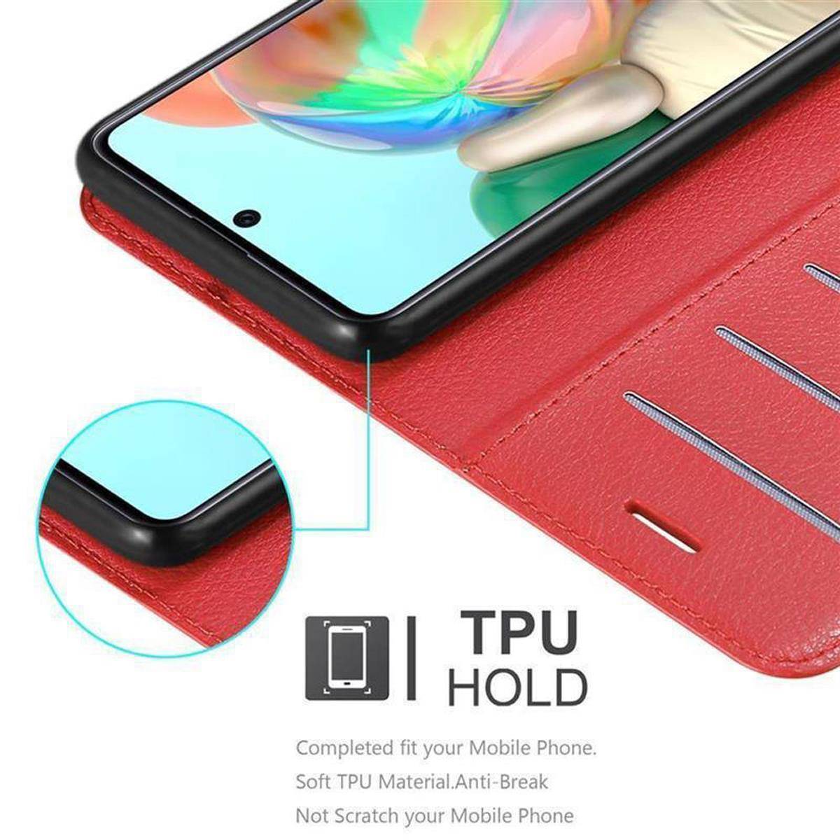 Cadorabo Hülle für Samsung Galaxy A51 4G / M40s Schutz Hülle in Rot Handyhülle Etui Case Cover Magnetverschluss