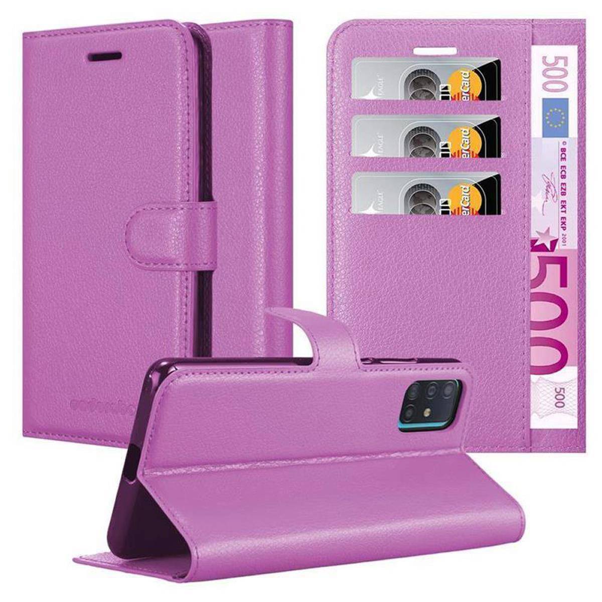Cadorabo Hülle für Samsung Galaxy A51 5G Schutz Hülle in Lila Handyhülle Etui Case Cover Magnetverschluss