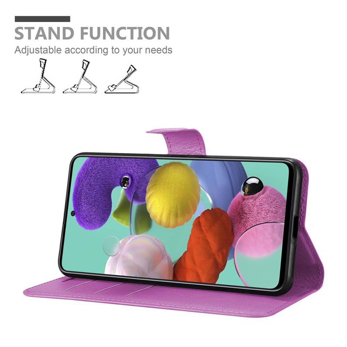 Cadorabo Hülle für Samsung Galaxy A51 5G Schutz Hülle in Lila Handyhülle Etui Case Cover Magnetverschluss