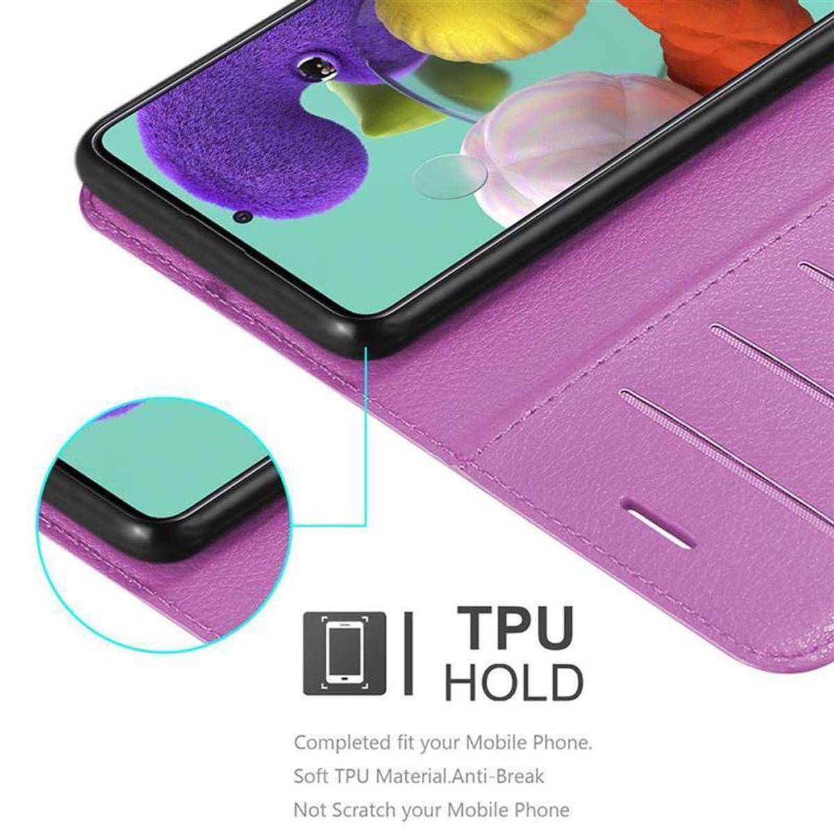 Cadorabo Hülle für Samsung Galaxy A51 5G Schutz Hülle in Lila Handyhülle Etui Case Cover Magnetverschluss
