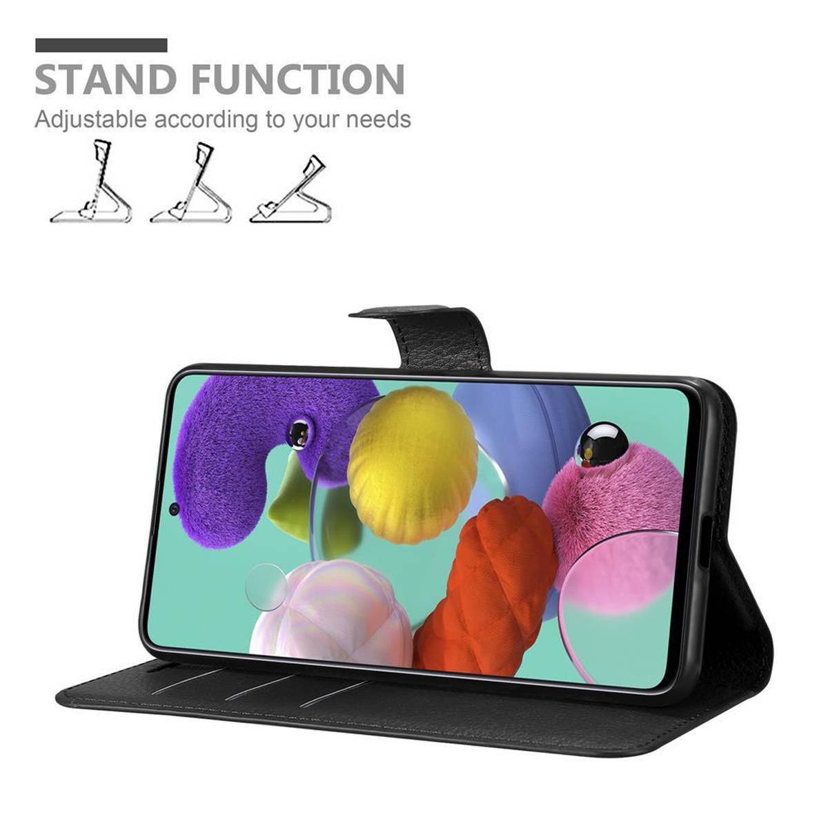 Cadorabo Hülle für Samsung Galaxy A51 5G Schutz Hülle in Schwarz Handyhülle Etui Case Cover Magnetverschluss