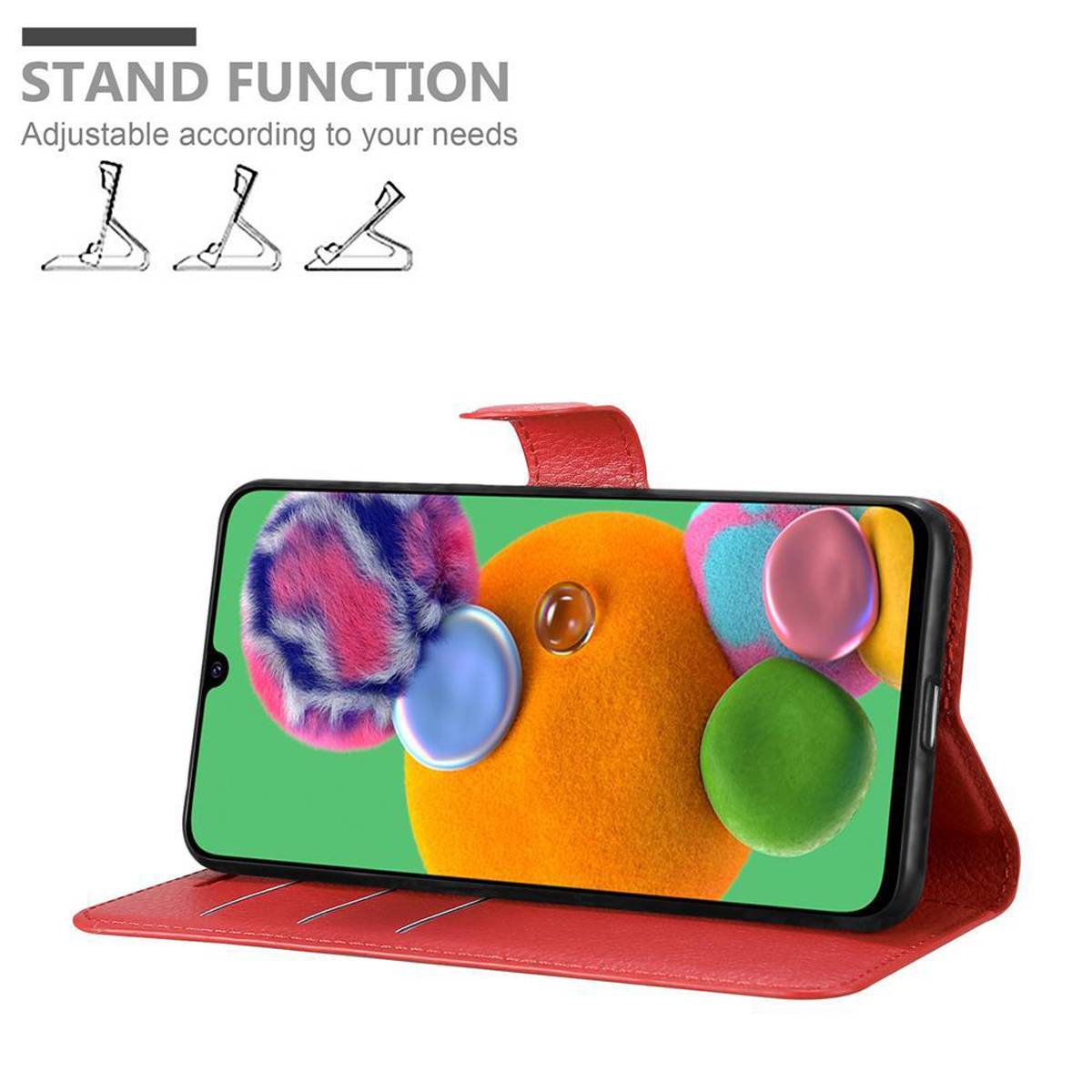 Cadorabo Hülle für Samsung Galaxy A90 5G Schutz Hülle in Rot Handyhülle Etui Case Cover Magnetverschluss