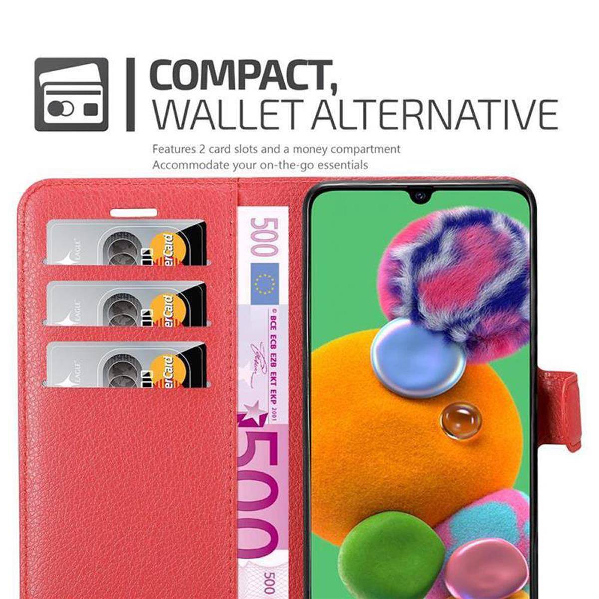 Cadorabo Hülle für Samsung Galaxy A90 5G Schutz Hülle in Rot Handyhülle Etui Case Cover Magnetverschluss
