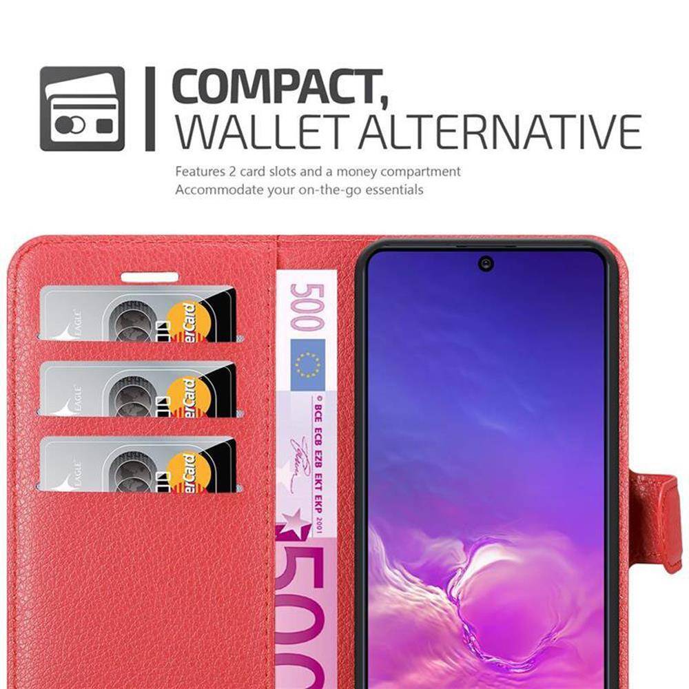 Cadorabo Hülle für Samsung Galaxy A91 / S10 LITE / M80s Schutz Hülle in Rot Handyhülle Etui Case Cover Magnetverschluss