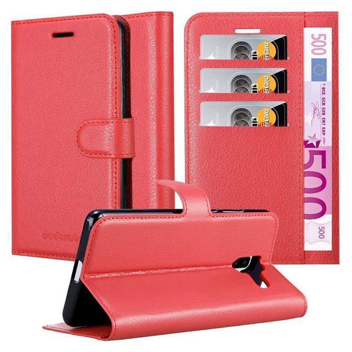 Cadorabo Hülle für Samsung Galaxy J6 PLUS Schutz Hülle in Rot Handyhülle Etui Case Cover Magnetverschluss