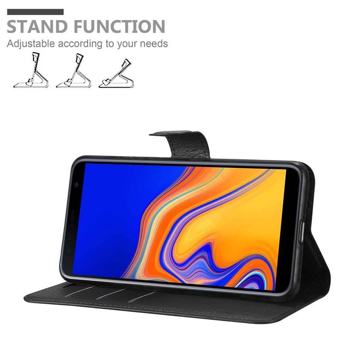 Cadorabo Hülle für Samsung Galaxy J6 PLUS Schutz Hülle in Schwarz Handyhülle Etui Case Cover Magnetverschluss